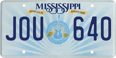 MS license plate JOU640