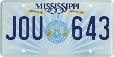 MS license plate JOU643