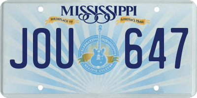 MS license plate JOU647