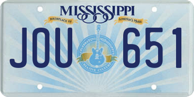 MS license plate JOU651