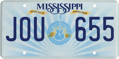 MS license plate JOU655