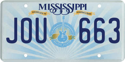 MS license plate JOU663