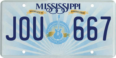 MS license plate JOU667
