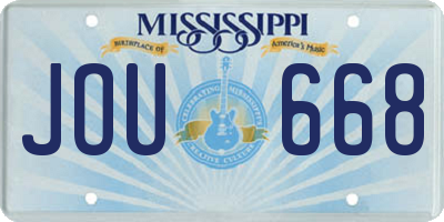 MS license plate JOU668