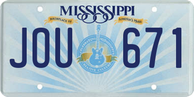 MS license plate JOU671