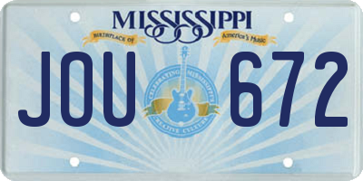 MS license plate JOU672