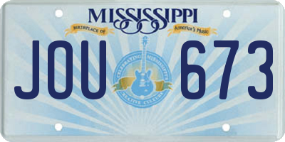 MS license plate JOU673