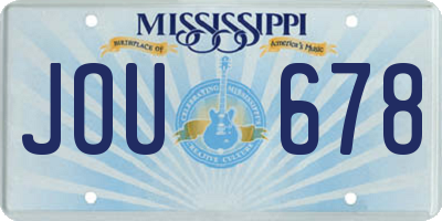 MS license plate JOU678
