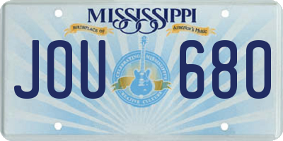 MS license plate JOU680