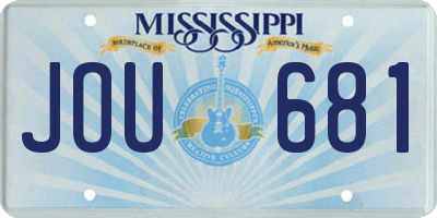 MS license plate JOU681