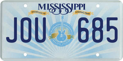 MS license plate JOU685