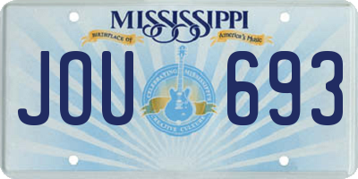 MS license plate JOU693