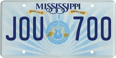 MS license plate JOU700