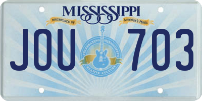 MS license plate JOU703