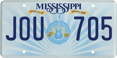 MS license plate JOU705