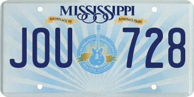 MS license plate JOU728