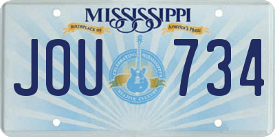 MS license plate JOU734