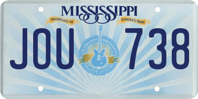 MS license plate JOU738