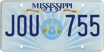 MS license plate JOU755
