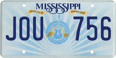 MS license plate JOU756