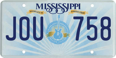 MS license plate JOU758