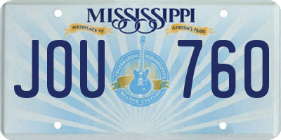 MS license plate JOU760