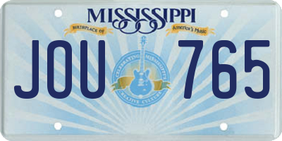 MS license plate JOU765