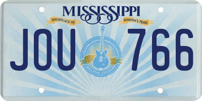 MS license plate JOU766