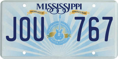 MS license plate JOU767