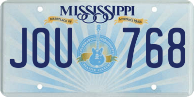 MS license plate JOU768
