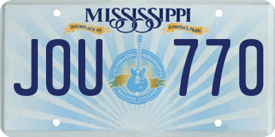 MS license plate JOU770