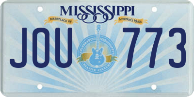 MS license plate JOU773