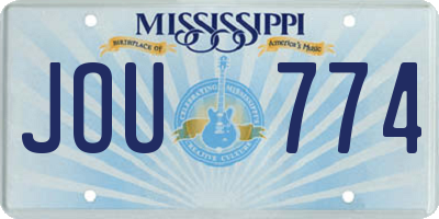 MS license plate JOU774