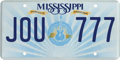 MS license plate JOU777