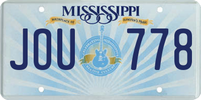 MS license plate JOU778