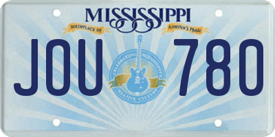 MS license plate JOU780