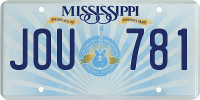 MS license plate JOU781