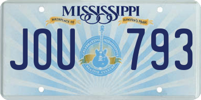 MS license plate JOU793