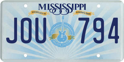 MS license plate JOU794