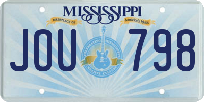 MS license plate JOU798