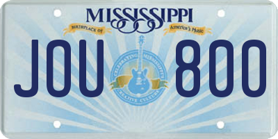 MS license plate JOU800