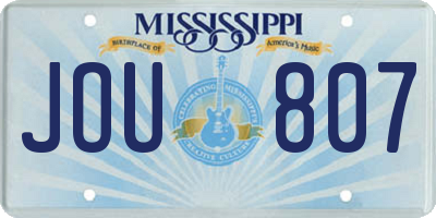 MS license plate JOU807