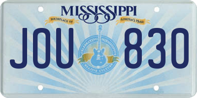 MS license plate JOU830