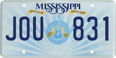 MS license plate JOU831
