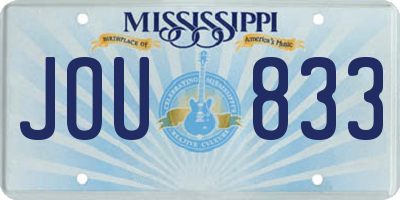 MS license plate JOU833