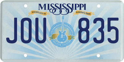 MS license plate JOU835