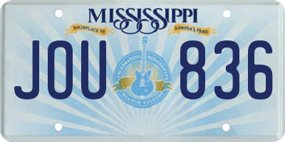 MS license plate JOU836