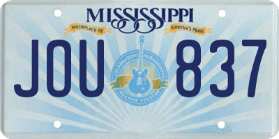 MS license plate JOU837