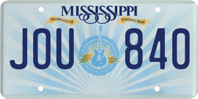 MS license plate JOU840