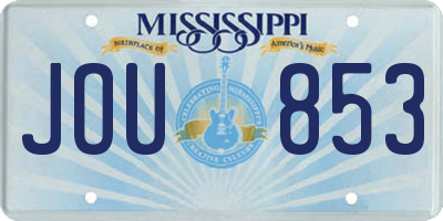 MS license plate JOU853